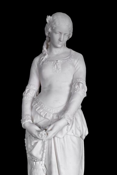 Unique Ensemble : Statue of Marguerite on her Ornate Pedestal 
