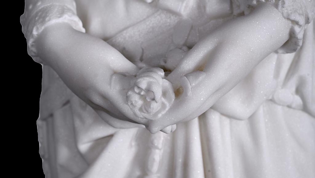 Unique Ensemble : Statue of Marguerite on her Ornate Pedestal 