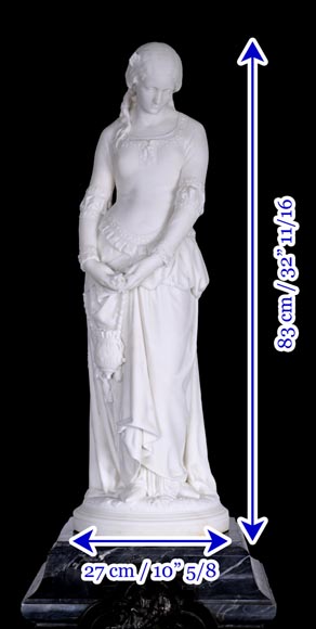 Unique Ensemble : Statue of Marguerite on her Ornate Pedestal 