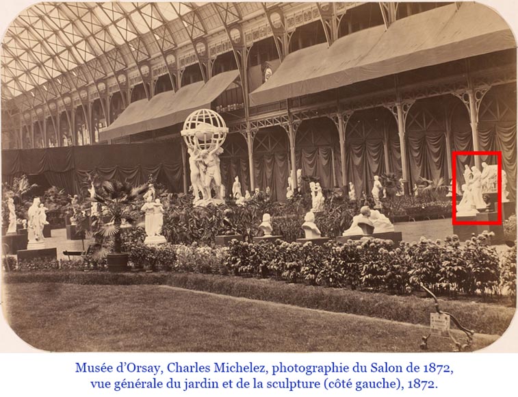 Unique Ensemble : Statue of Marguerite on her Ornate Pedestal 