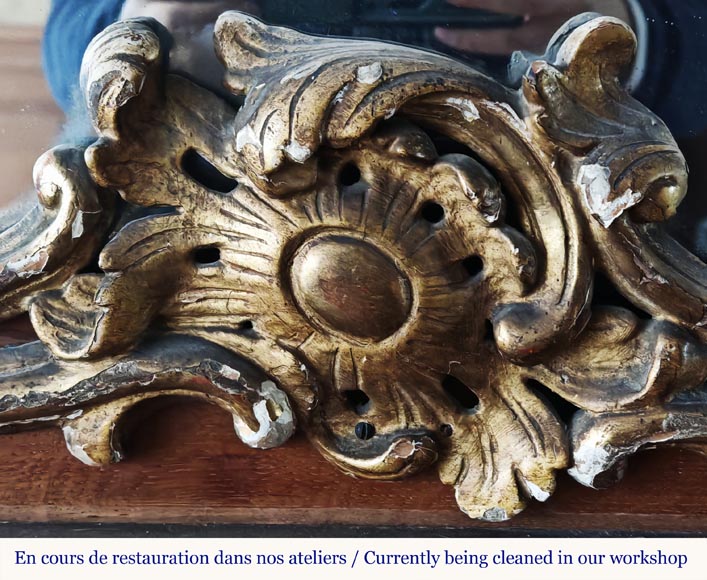 Louis XV period trumeau with olive garland, in carved wood-4