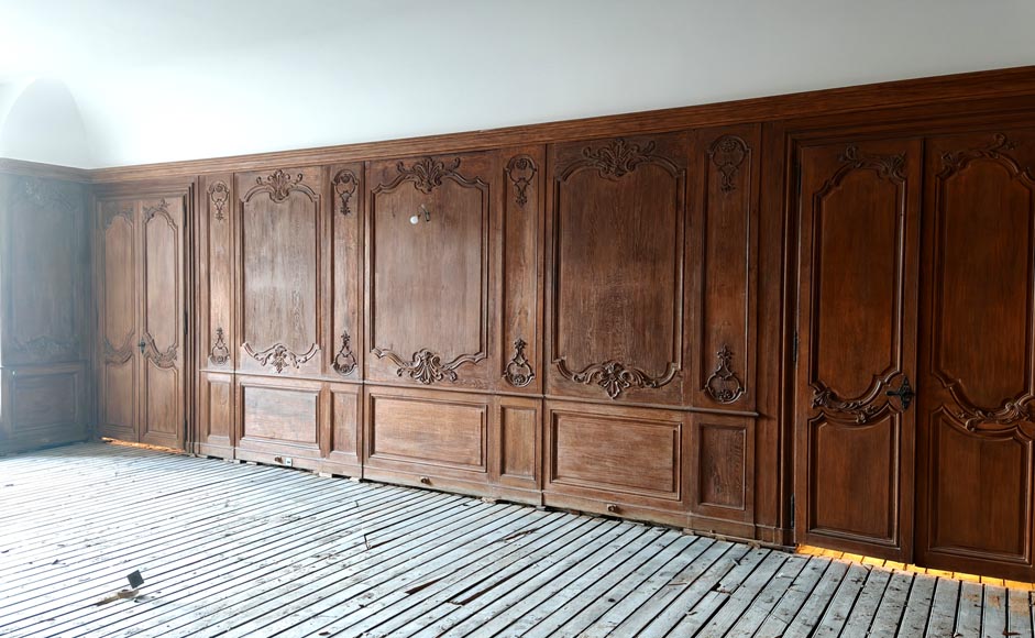 Louis XV Style Carved Oak Boiserie with Antique Elements-3