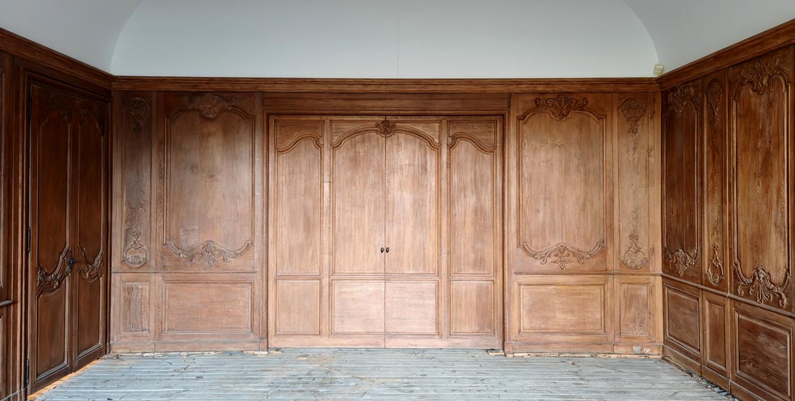 Louis XV Style Carved Oak Boiserie with Antique Elements-4