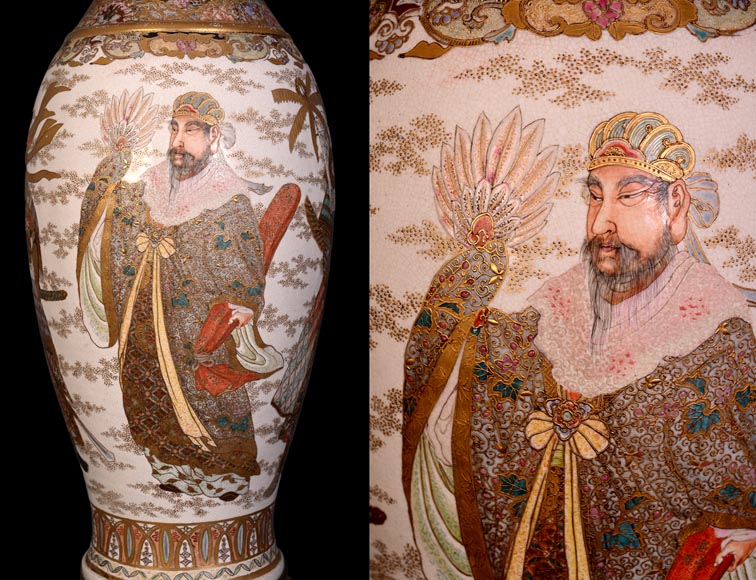 Pair of Oil Lamps in Satsuma Faience with Baccarat Opaline Globes – Second Half of the 19th Century-7