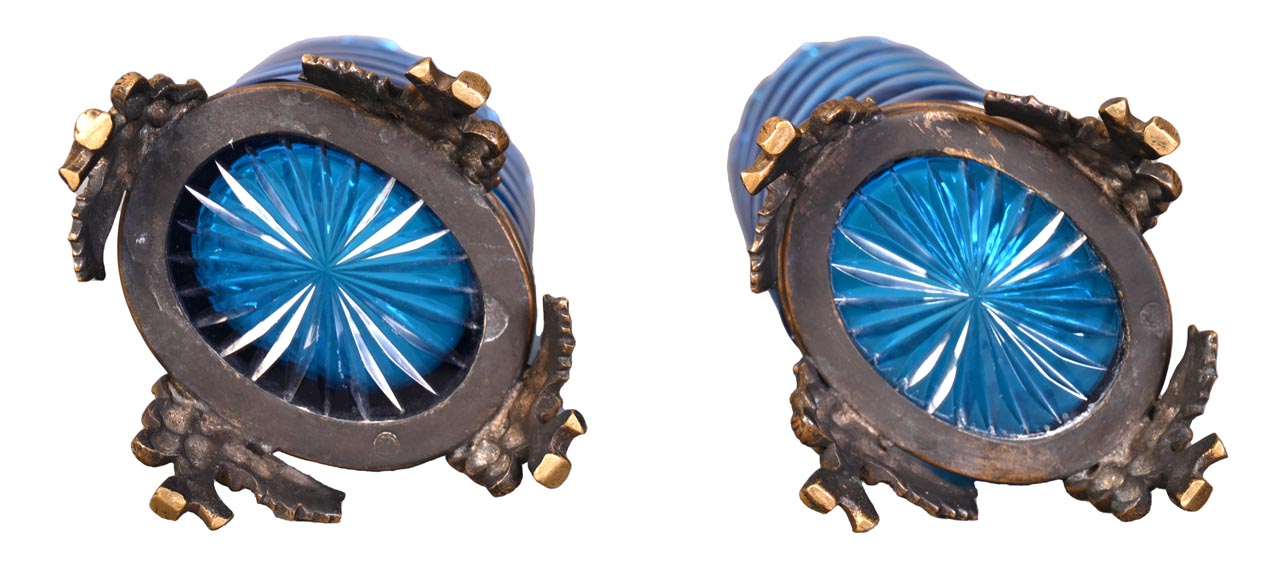 Signed Pair of Blue BACCARAT Crystal Vases with Gilt Bronze Mounts – Late 19th Century-5