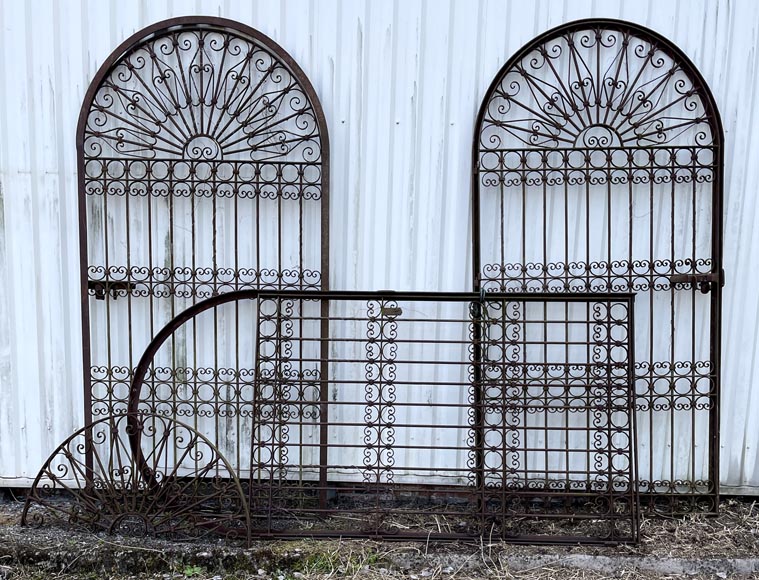 Three Opening Wrought Iron Gates with Frames – Circa 1850-0