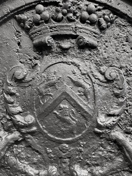 Fireback bearing a coat of arms and decorated with lions Fireback bearing a coat of arms and decorated with lions-4