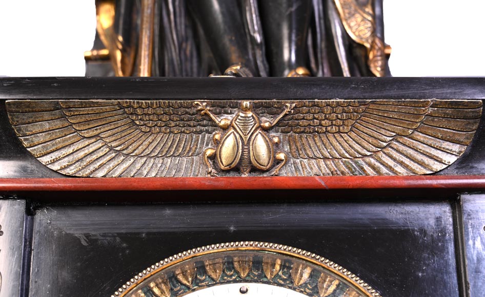 Emile Hébert and Georges Servant, Egyptian Revival Clock, 19th Century-7