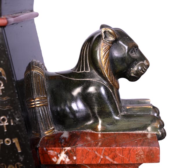 Emile Hébert and Georges Servant, Egyptian Revival Clock, 19th Century-16