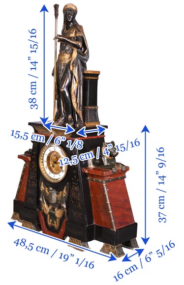 Emile Hébert and Georges Servant, Egyptian Revival Clock, 19th Century-23