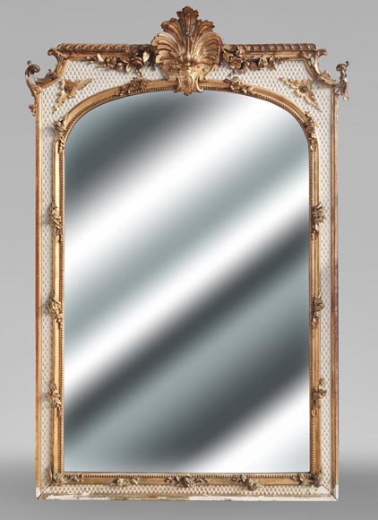 Napoleon III style trumeau, two-tone gilded and painted-0