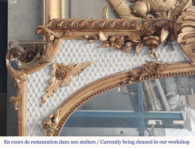 Napoleon III style trumeau, two-tone gilded and painted-2