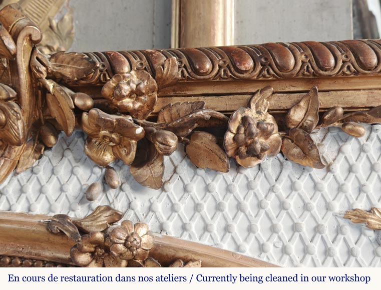 Napoleon III style trumeau, two-tone gilded and painted-3