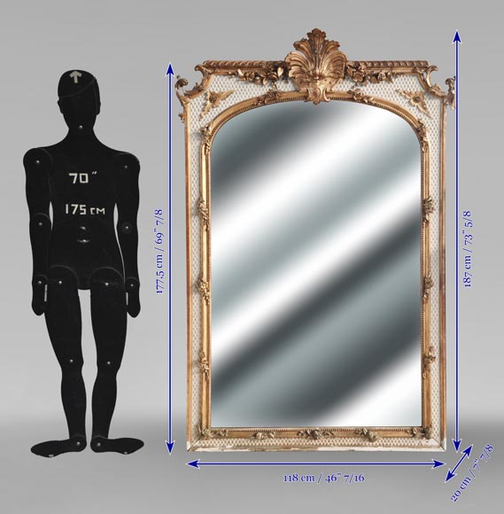 Napoleon III style trumeau, two-tone gilded and painted-8