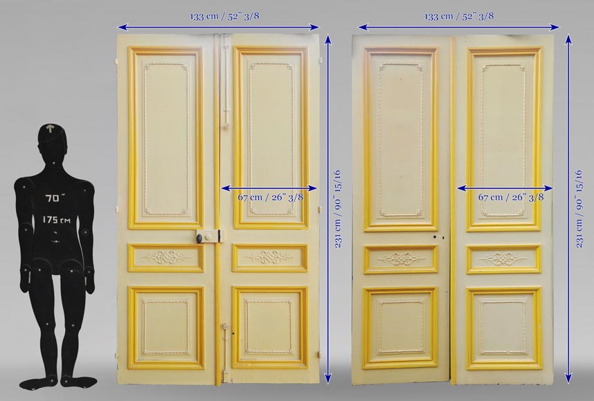 Pair of Louis XVI style double doors in carved wood-14