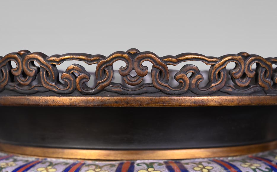 Cloisonné and Bronze Vase, Signed BARBEDIENNE, in the Style of Édouard LIÈVRE-3