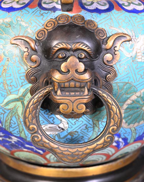 Cloisonné and Bronze Vase, Signed BARBEDIENNE, in the Style of Édouard LIÈVRE-5