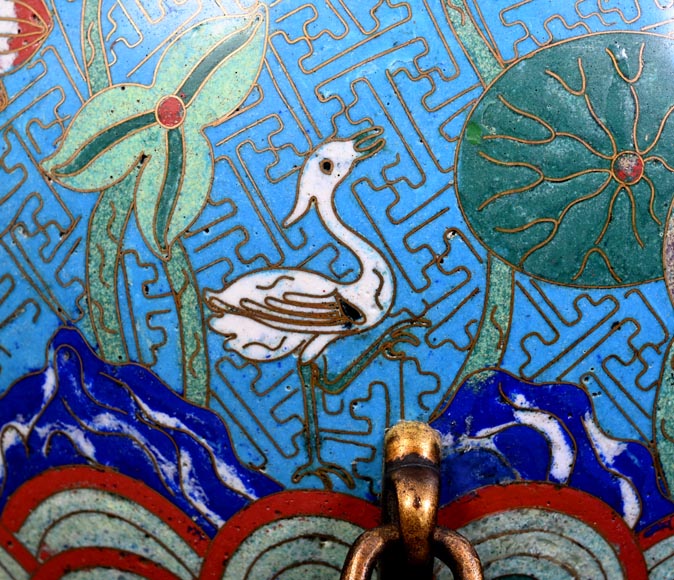 Cloisonné and Bronze Vase, Signed BARBEDIENNE, in the Style of Édouard LIÈVRE-6