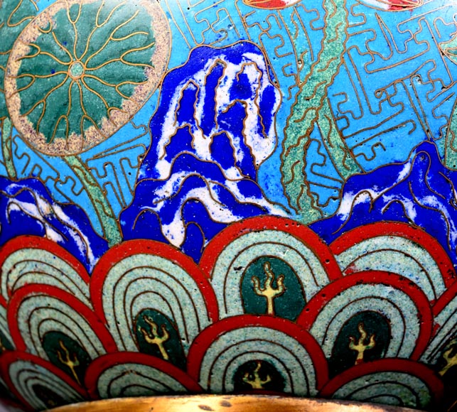 Cloisonné and Bronze Vase, Signed BARBEDIENNE, in the Style of Édouard LIÈVRE-10