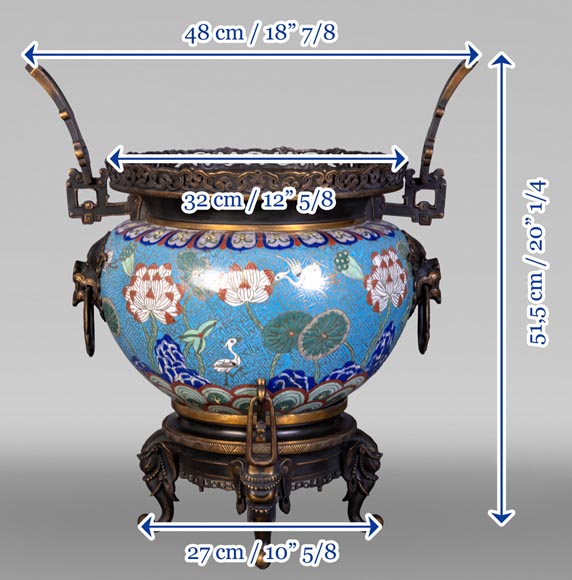 Cloisonné and Bronze Vase, Signed BARBEDIENNE, in the Style of Édouard LIÈVRE-12