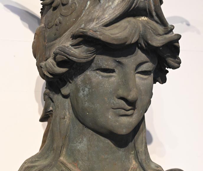J. SERRE, Pair of bronze caryatids representing Bellona-4