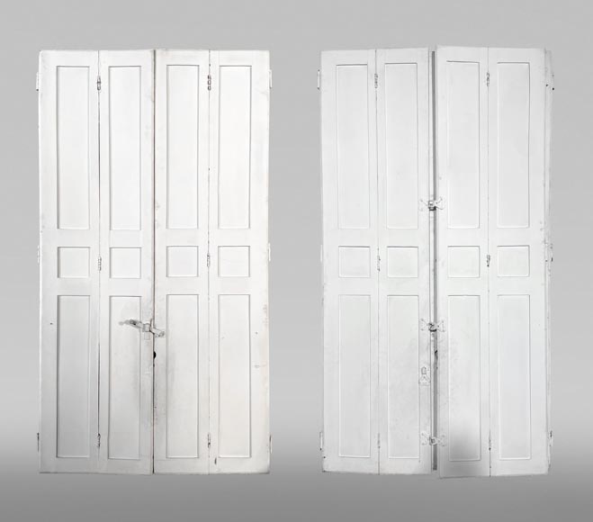 Two pairs of antique oak shutters-0
