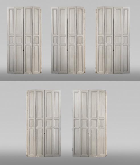 Set of Five Pairs of Folding Interior Oak Shutters-0