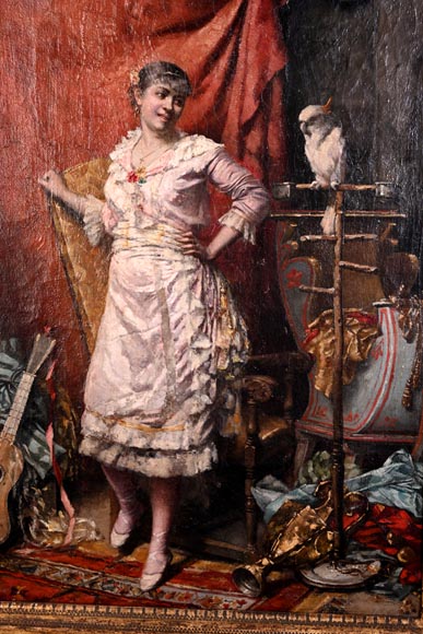 oung Woman with Cockatoo — Painting by Joseph Henri CONDAMIN-1