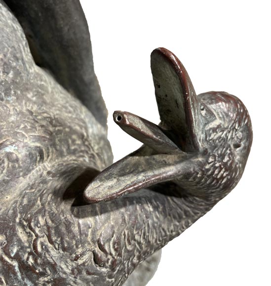 Bronze Fountain Sculpture, Italy, 19th Century Satyr Holding Ducks-7