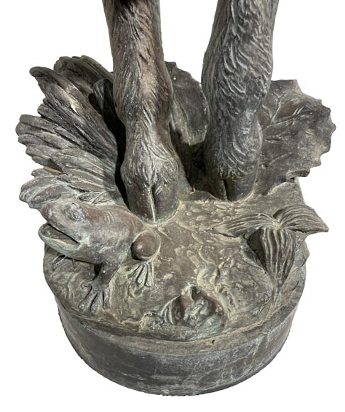Bronze Fountain Sculpture, Italy, 19th Century Satyr Holding Ducks-8