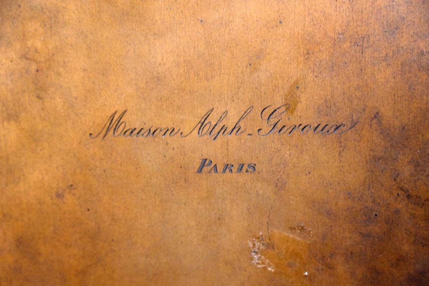 Gilt Bronze and Champlevé Enamel Table Mirror, Signed 