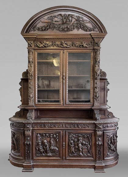 Large Napoleon III Style Oak Buffet – Four Seasons Theme-0