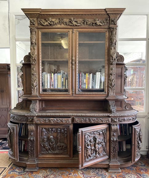 Large Napoleon III Style Oak Buffet – Four Seasons Theme-1