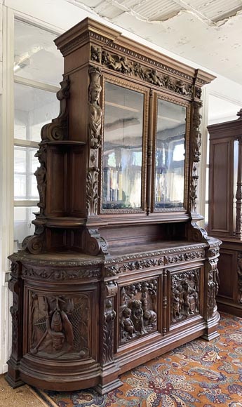 Large Napoleon III Style Oak Buffet – Four Seasons Theme-2