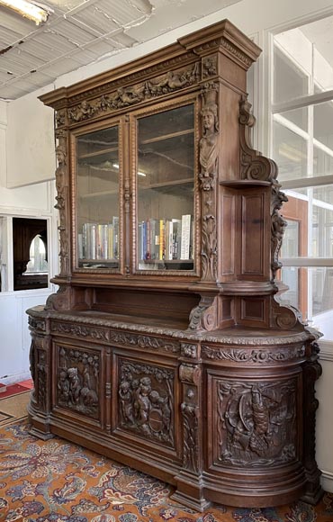 Large Napoleon III Style Oak Buffet – Four Seasons Theme-3