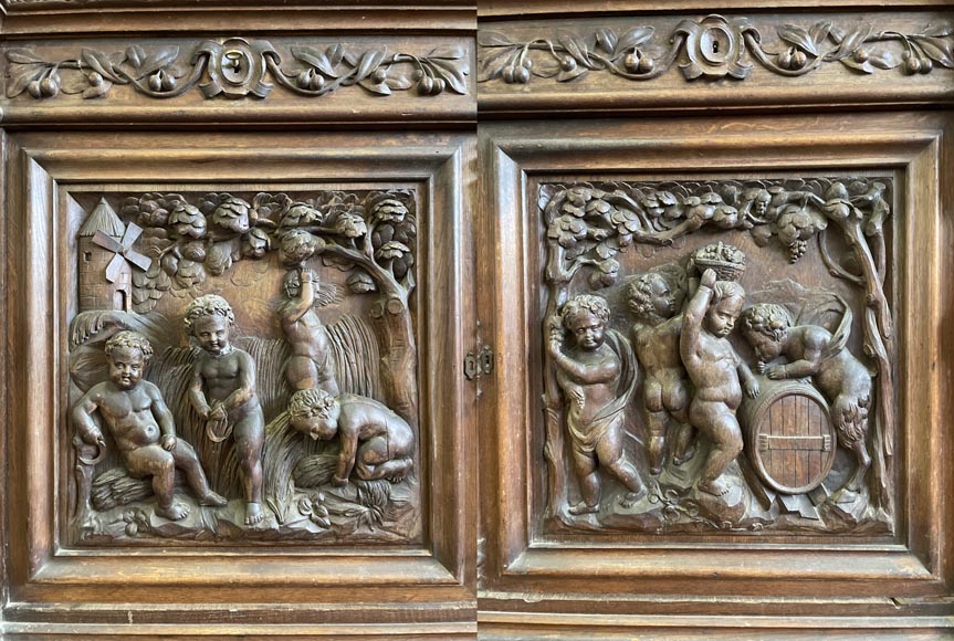 Large Napoleon III Style Oak Buffet – Four Seasons Theme-10