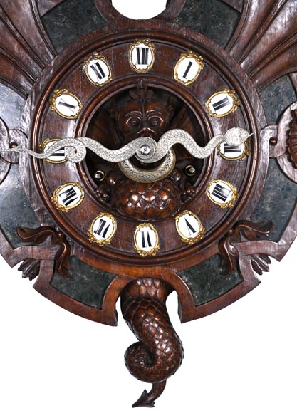 Wall Clock in Carved Wood and Hardstone – 19th Century-1