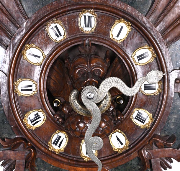 Wall Clock in Carved Wood and Hardstone – 19th Century-2