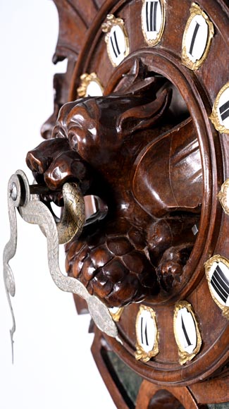 Wall Clock in Carved Wood and Hardstone – 19th Century-4