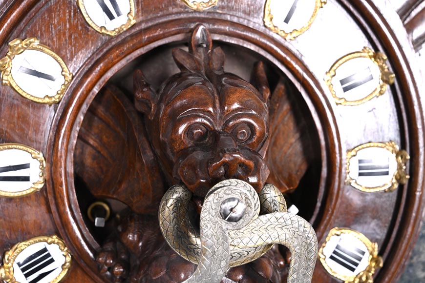Wall Clock in Carved Wood and Hardstone – 19th Century-5
