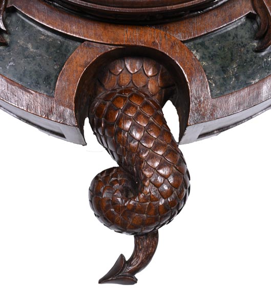 Wall Clock in Carved Wood and Hardstone – 19th Century-6