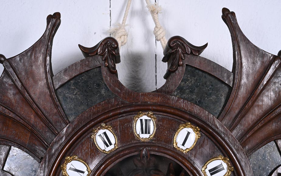 Wall Clock in Carved Wood and Hardstone – 19th Century-7