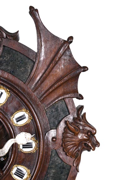 Wall Clock in Carved Wood and Hardstone – 19th Century-8