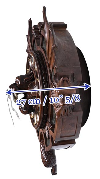 Wall Clock in Carved Wood and Hardstone – 19th Century-11