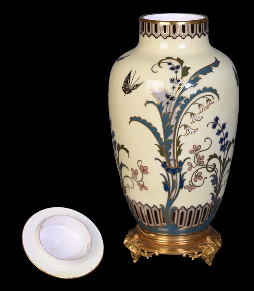 CARRIER-BELLEUSE Albert-Ernest — Enameled Porcelain Covered Vase from Sèvres-1