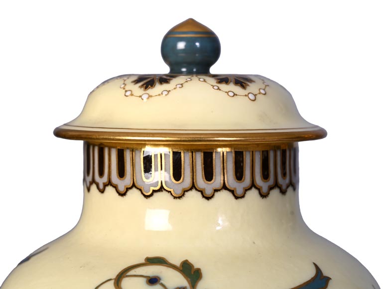 CARRIER-BELLEUSE Albert-Ernest — Enameled Porcelain Covered Vase from Sèvres-3