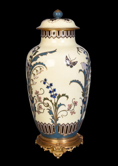 CARRIER-BELLEUSE Albert-Ernest — Enameled Porcelain Covered Vase from Sèvres-4