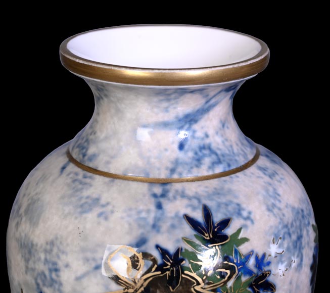Large glazed porcelain vase from the Sèvres manufactory, decorated in 1880 by Taxile DOAT-6