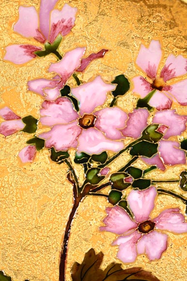 Félix Optat MILET, Large enamelled dish on a gold background, 19th century-2