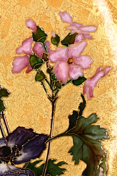 Félix Optat MILET, Large enamelled dish on a gold background, 19th century-3